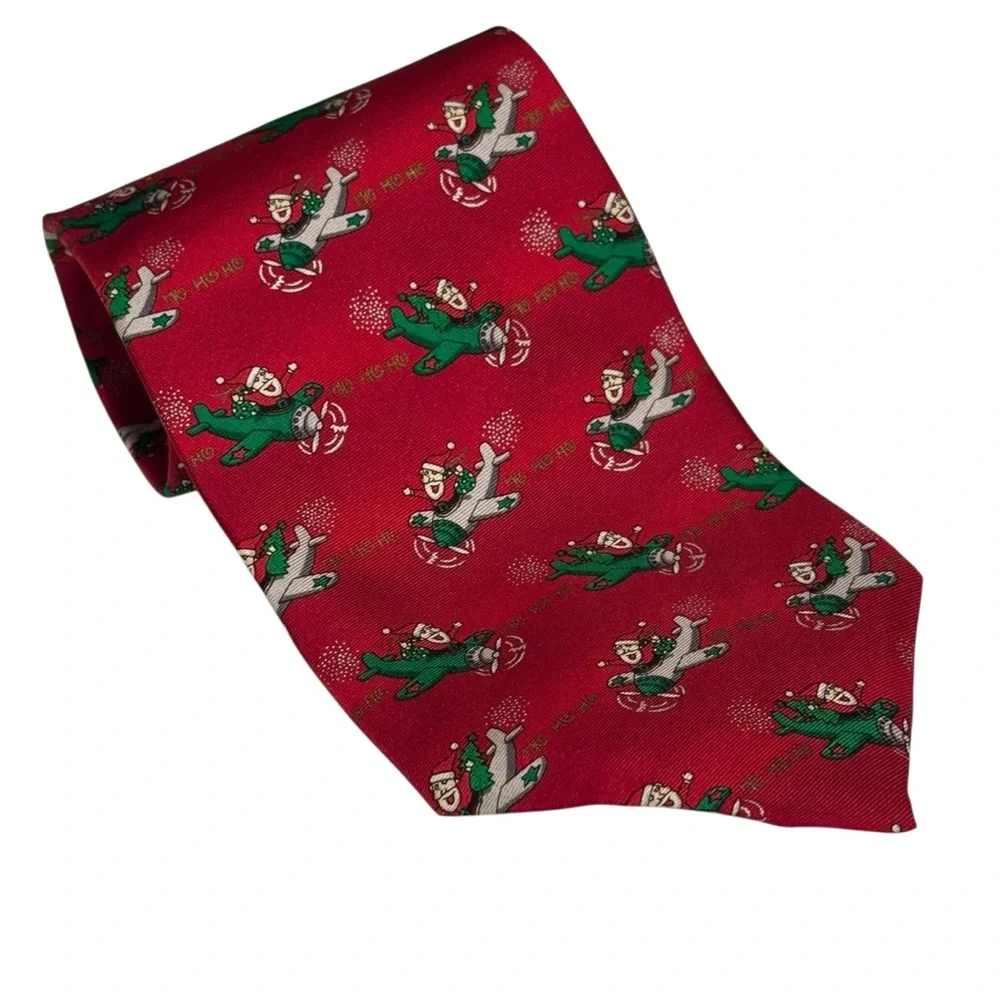 Lord & Taylor and more lot of 5 100% silk holiday Christmas men’s ties red green